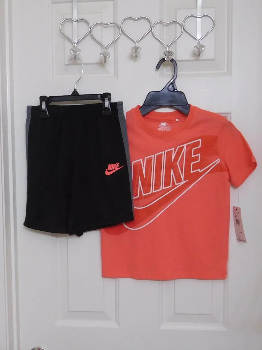 NWT 2pc Nike Orange White Logo Shirt & Black Orange Logo Shirt sz 6